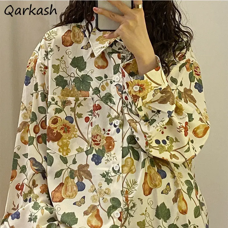 Vintage Shirts Women Loose Long Sleeve Turn Down Collar Floral Printed Pockets Korean Fashion Retro Spring Chic Casual Leisure 
Vintage Shirts Women Loose Long Sleeve Turn Down Collar Floral Printed Pockets Korean Fashion Retro Spring Chic Casual Leisure