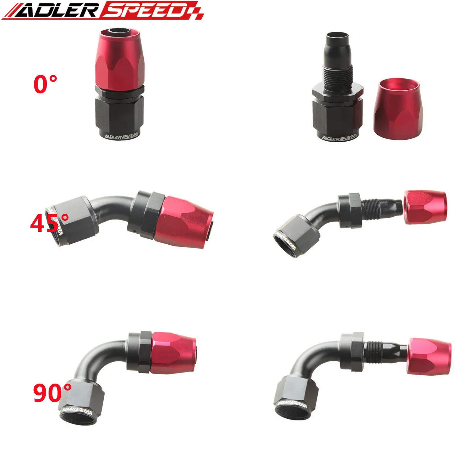 

Universal AN4/AN6/AN8/AN10/AN12/AN16 Straight 45 90 Degree Oil Fuel Swivel Hose End Fitting Oil Hose End Adaptor Kit Black Red