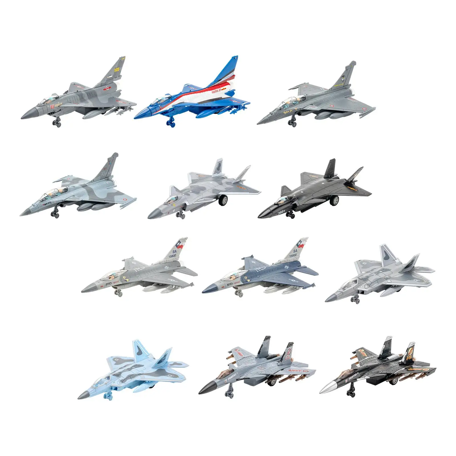 

Diecast Fighter Jet, Metal Aircraft Toys Frication Powered Pull Back Airplane