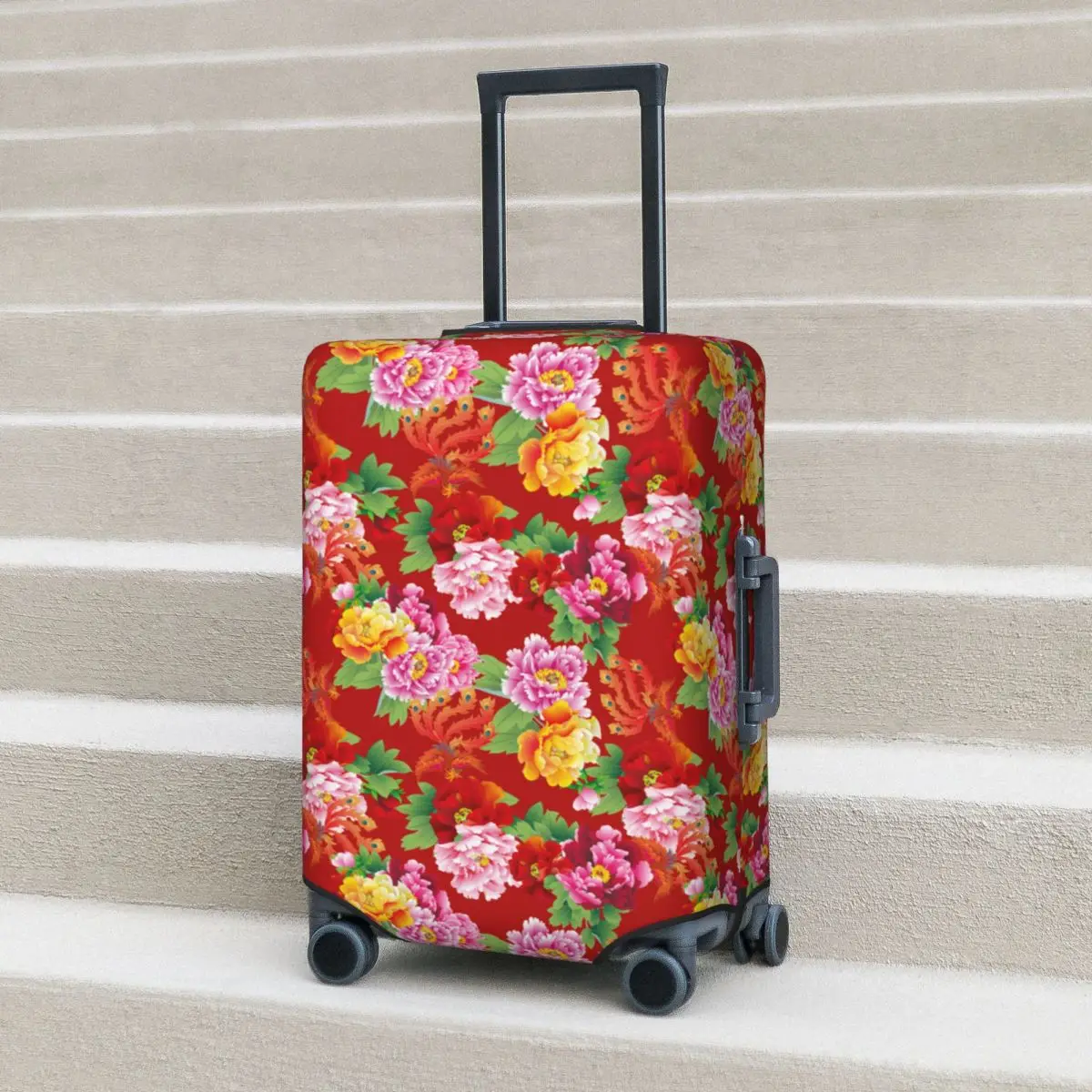 

Dongbei Big Flower Suitcase Cover Chinese Style Cruise Trip Flight Useful Luggage Accesories Protection