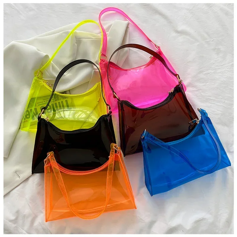 

Summer New Fashion Women's Bag Korean Edition Jelly Bag Solid Color Transparent Women's Underarm Bag