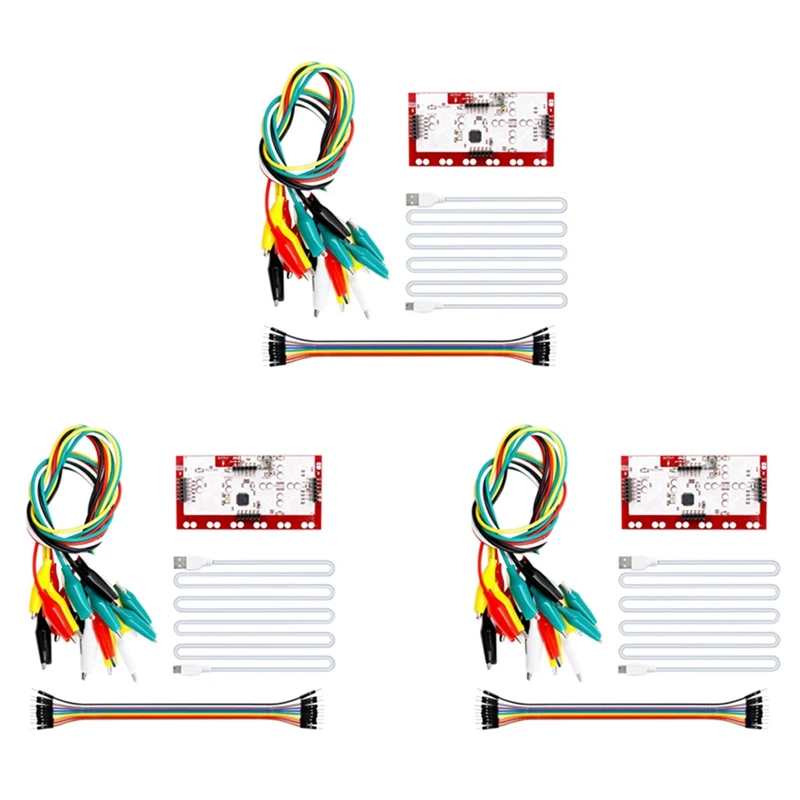 3X комплект MK Set Deluxe с USB-кабелем, зажимы типа «крокодил» Dupond для Makey
3X комплект MK Set Deluxe с USB-кабелем, зажимы типа «крокодил» Dupond для Makey