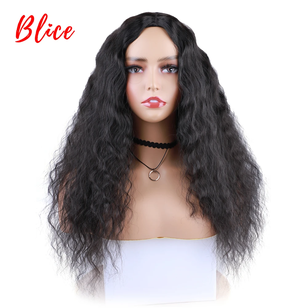 

Blice 20Inch Long Wavy Synthetic Kinky Curly Knekalon Afrocan American Curly High Temperature With Skin Topper
