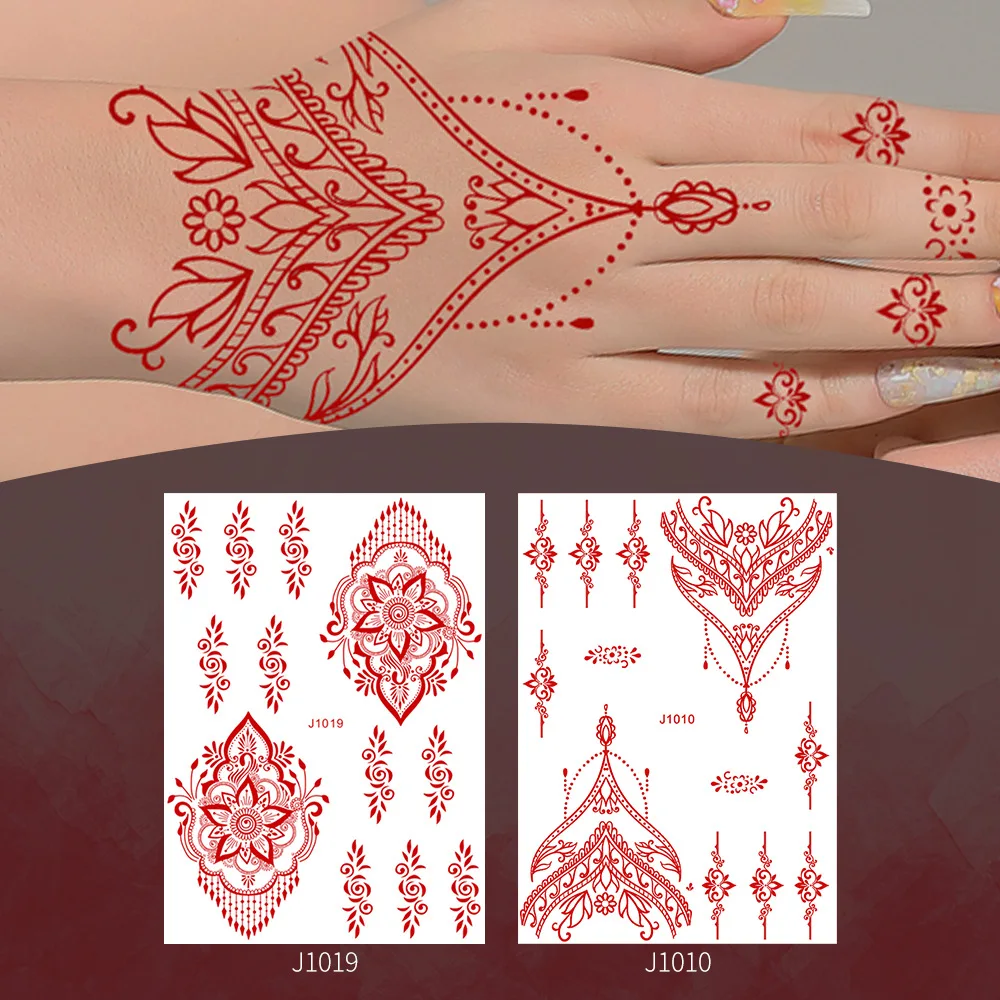 Hand Back Indian Henna Temporary Tattoo Sticker Vermilion Lace Tattoo Paper For Women Body Hand Art
Hand Back Indian Henna Temporary Tattoo Sticker Vermilion Lace Tattoo Paper For Women Body Hand Art