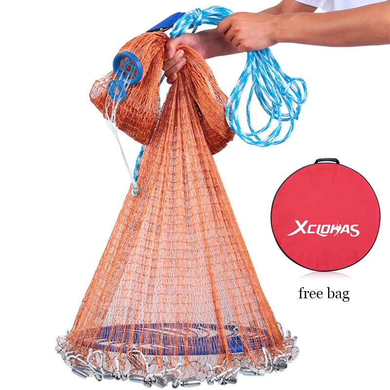 Hand Throw Fishing Net with Sinkers Wrist Protector Design Fish Network Fast Sinking Tire Line Fishnet Outdoor Fishing Tool
Hand Throw Fishing Net with Sinkers Wrist Protector Design Fish Network Fast Sinking Tire Line Fishnet Outdoor Fishing Tool