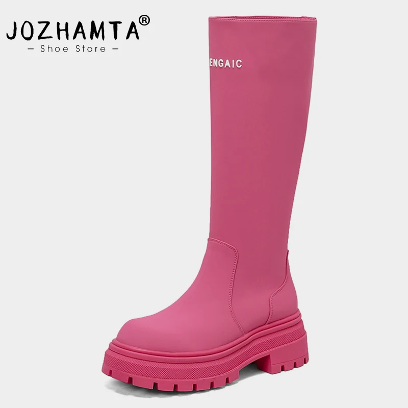 Женские сапоги до колена JOZHAMTA, натуральная кожа, платформа, толстый каблук, повседневные длинные сапоги под платье, размеры 34-40, Осень-зима
Женские сапоги до колена JOZHAMTA, натуральная кожа, платформа, толстый каблук, повседневные длинные сапоги под платье, размеры 34-40, Осень-зима