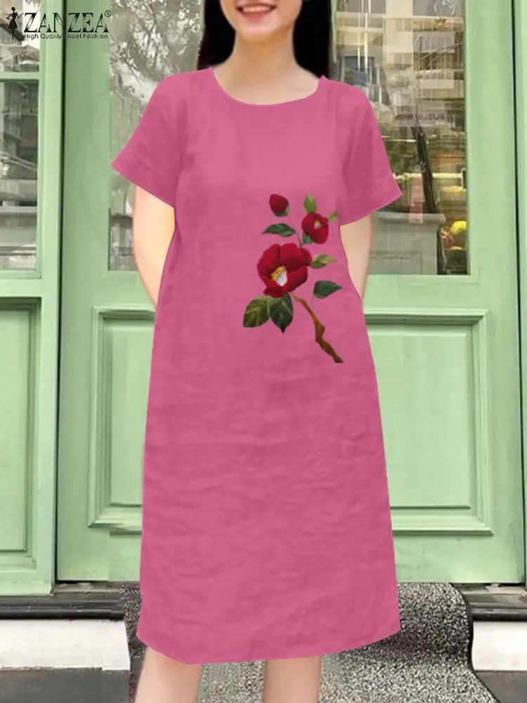 2024 ZANZEA Women Summer O Neck Short Sleeve Casual Knee-length Dress Loose Party Vestido Vintage Floral Embroidery Sundress
2024 ZANZEA Women Summer O Neck Short Sleeve Casual Knee-length Dress Loose Party Vestido Vintage Floral Embroidery Sundress