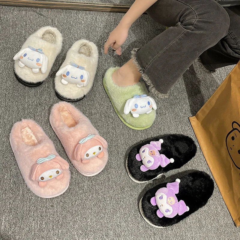 Kawaii Sanrio Kuromi Cinnamoroll My Melody Cartoon Anime Winter Warm Plush Shoes Women Girlshome Cotton Slippers Birthday Gift
Kawaii Sanrio Kuromi Cinnamoroll My Melody Cartoon Anime Winter Warm Plush Shoes Women Girlshome Cotton Slippers Birthday Gift