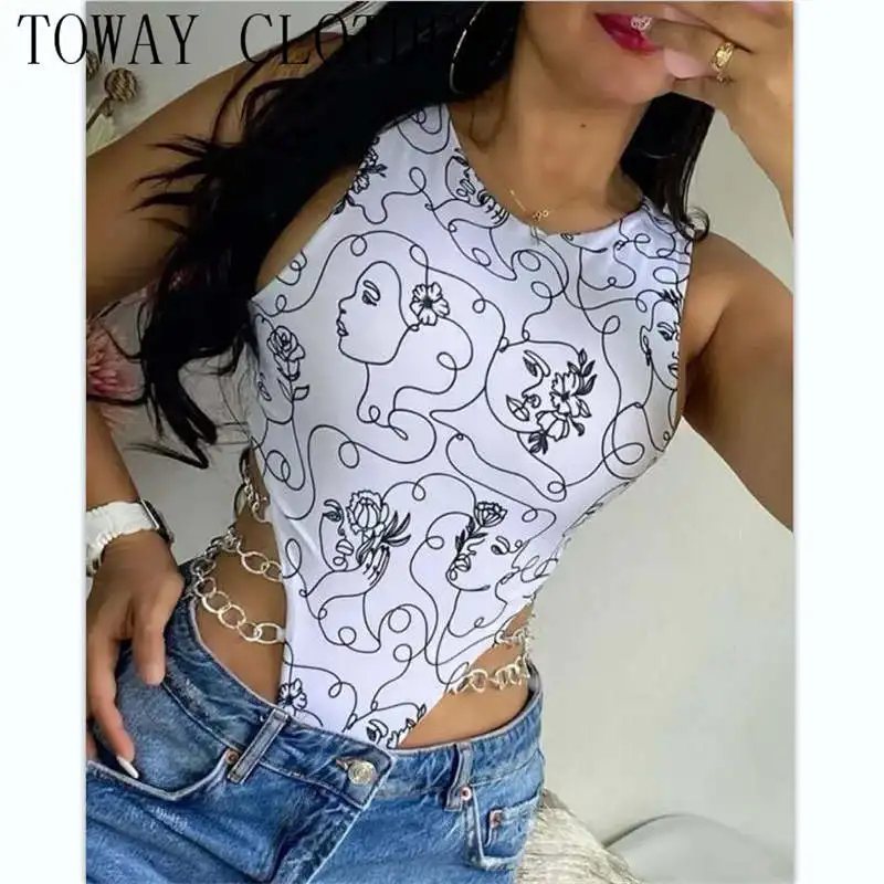 Women Summer Abstract Figure Print Sleeveless Bodysuit Overalls For Women Sexy Body Feminine Bodys Para Mujer De Vestir
Women Summer Abstract Figure Print Sleeveless Bodysuit Overalls For Women Sexy Body Feminine Bodys Para Mujer De Vestir