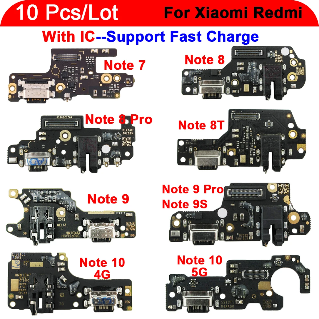 

For Xiaomi Redmi Note 7 8 8T 8 Pro 9 Pro 9S 10 10S 10 Pro 4G 5G Charging Dock Board USB Charge Connector Flex Cable+Microphone