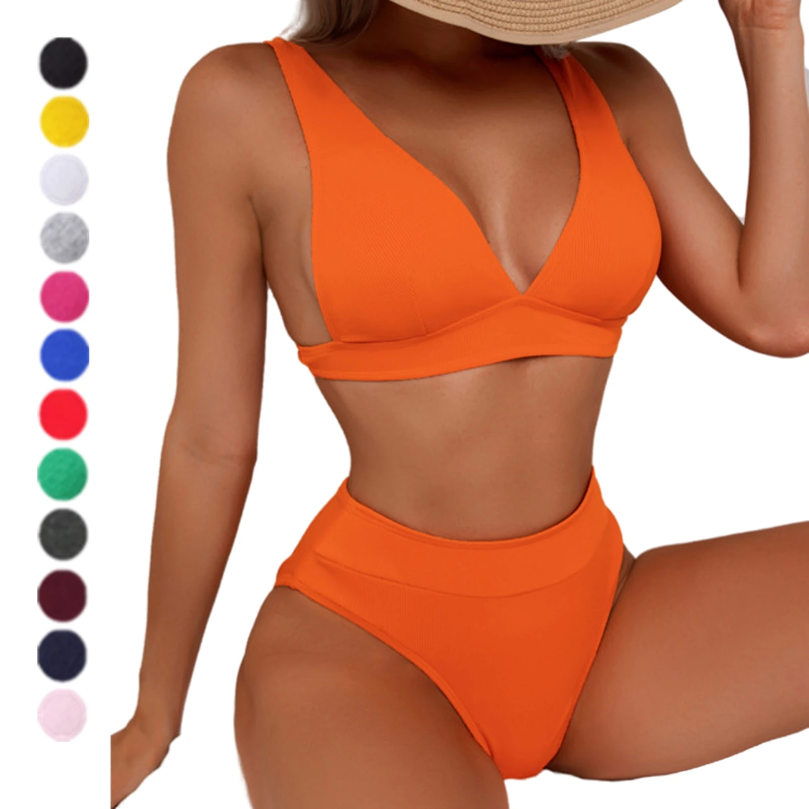 Купальник с высокой талией, пляжные наряды для женщин, однотонный комплект бикини 2022, привлекательные модели трикини, пуш-ап, бикини, топ, треугольник
Купальник с высокой талией, пляжные наряды для женщин, однотонный комплект бикини 2022, привлекательные модели трикини, пуш-ап, бикини, топ, треугольник