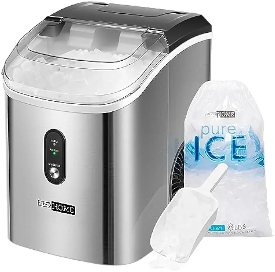 

VIVOHOME-Portable Nugget Ice Cube Maker Machine, Compact Countertop, Automatic, Chewable
