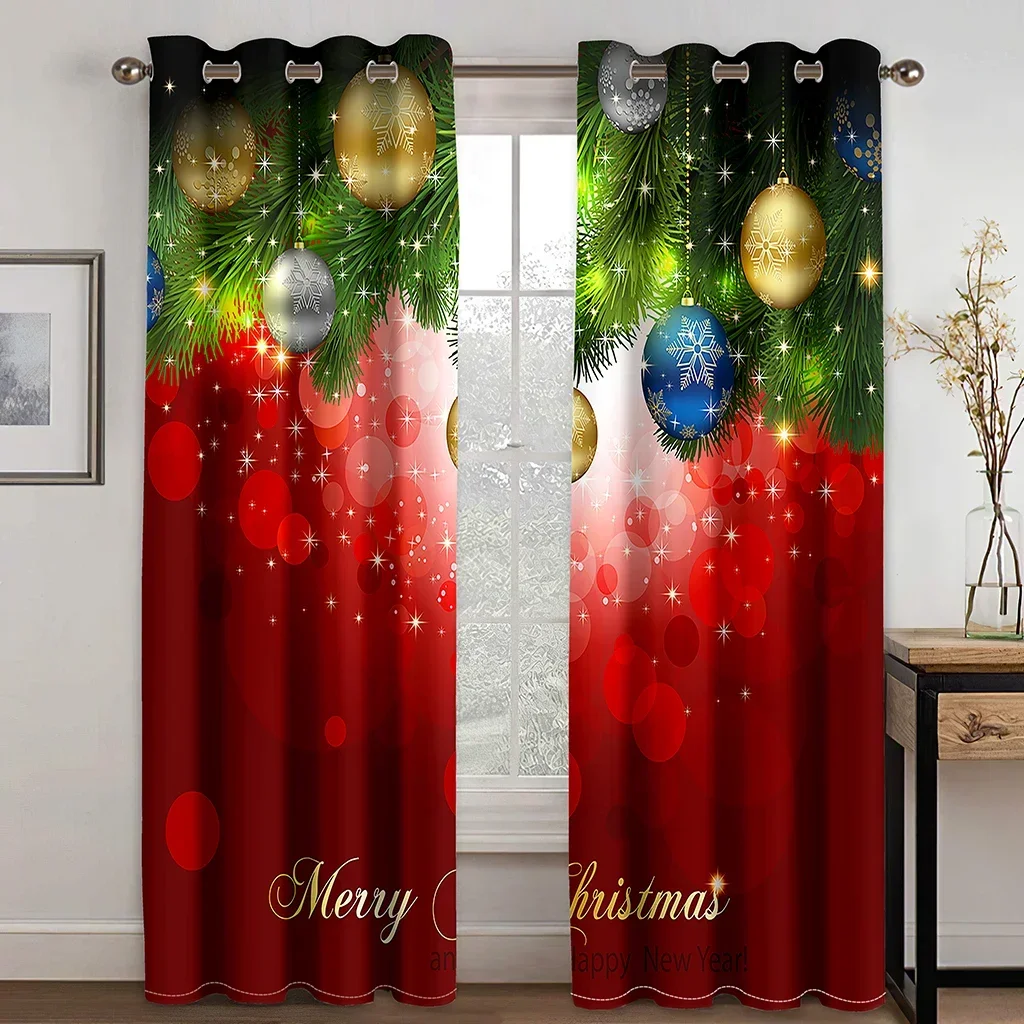 

Золотые снежинки на заказ, красный Рождественский дизайн, две драпировки, тонкие оконные шторы для гостиной, спальни, Декор, 2 шт., бесплатная доставка