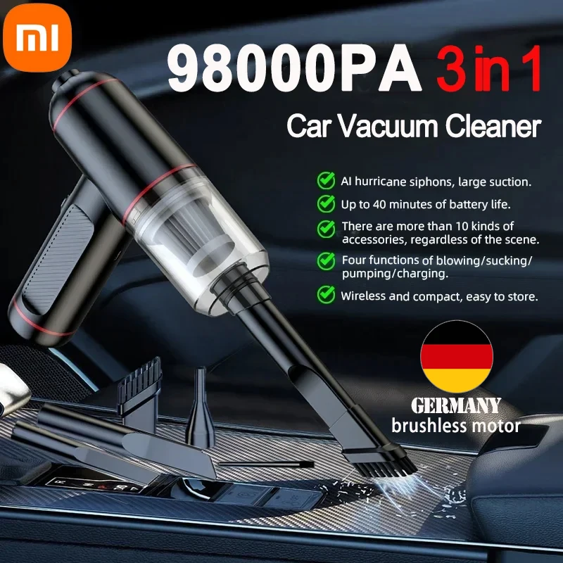 Xiaomi 98000PA Car Vacuum Cleaner 3-in-1 High Power Powerful Cleaning Vacuum Cleaner Wet and Dry Handheld Car Appliance
Xiaomi 98000PA Car Vacuum Cleaner 3-in-1 High Power Powerful Cleaning Vacuum Cleaner Wet and Dry Handheld Car Appliance