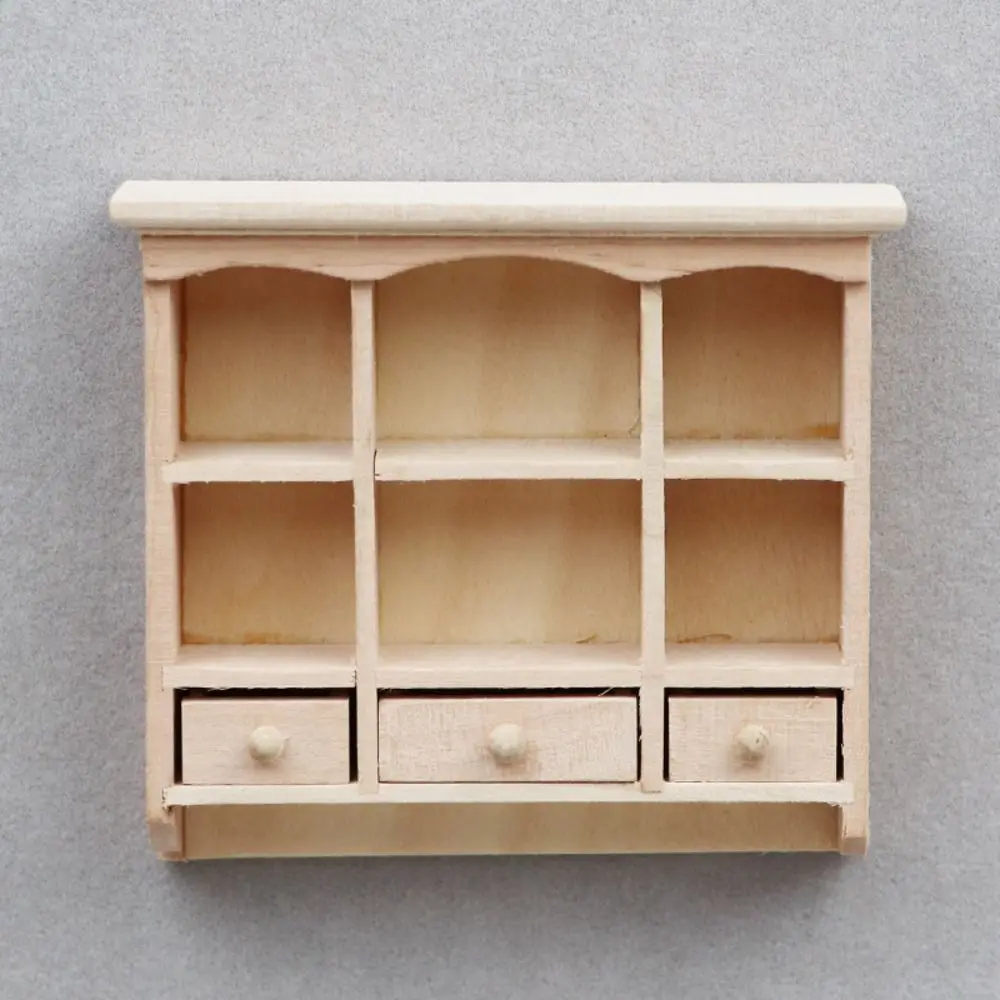 

Wood 1:12 Scale Miniature Furniture Cupboard Cabinet Showcase Doll House Miniature Wall Cabinet Dollhouse Accessories