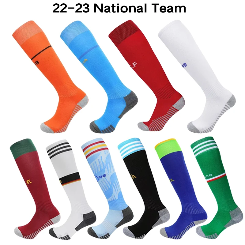 

22/23 Seasons National Team Socks Football Adult Children Thickening Towel Bottom Non-Slip Soccer Training Match Sport Stocking