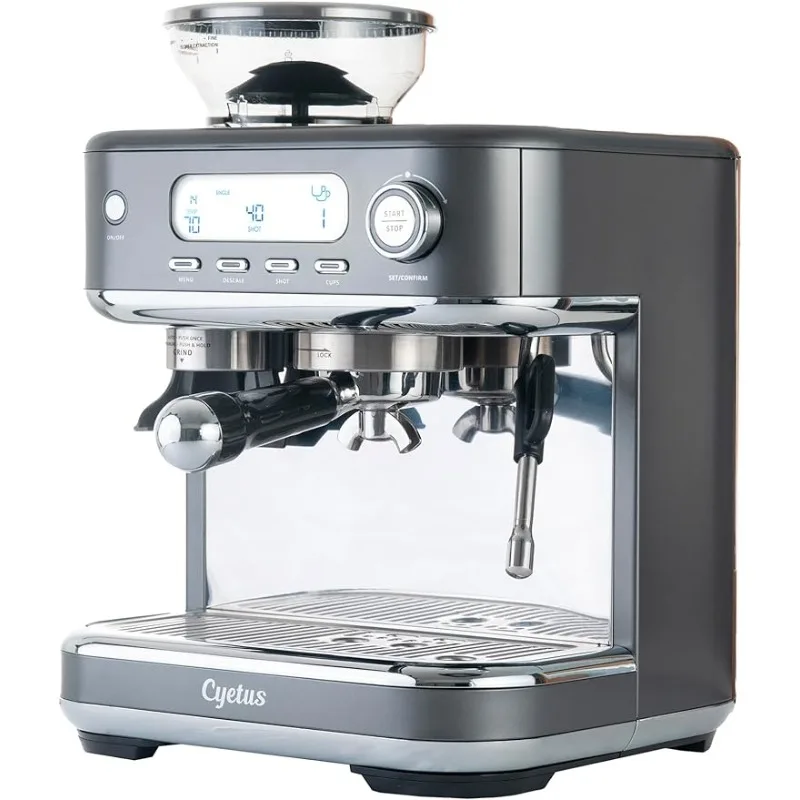 

Espresso Machine Built In Grinder,Milk Steam Wand, LCD Display,Barista Coffee Maker For Home,All in One Latte Cappuccino Machine