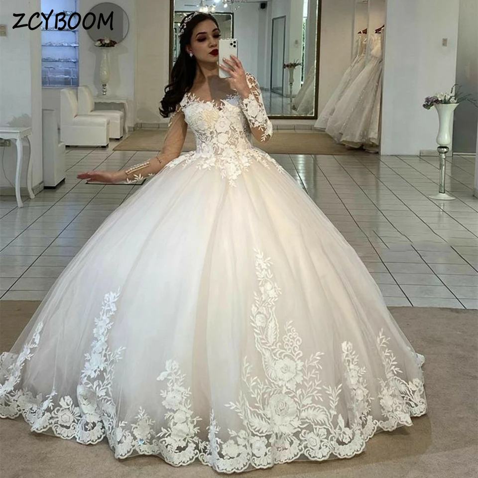 Elegant White O-Neck Appliques Full Sleeves Pretty Wedding Dress 2023 Ball Gown Floor Length Sweep Train Custom Made Bridal Gown
Elegant White O-Neck Appliques Full Sleeves Pretty Wedding Dress 2023 Ball Gown Floor Length Sweep Train Custom Made Bridal Gown
