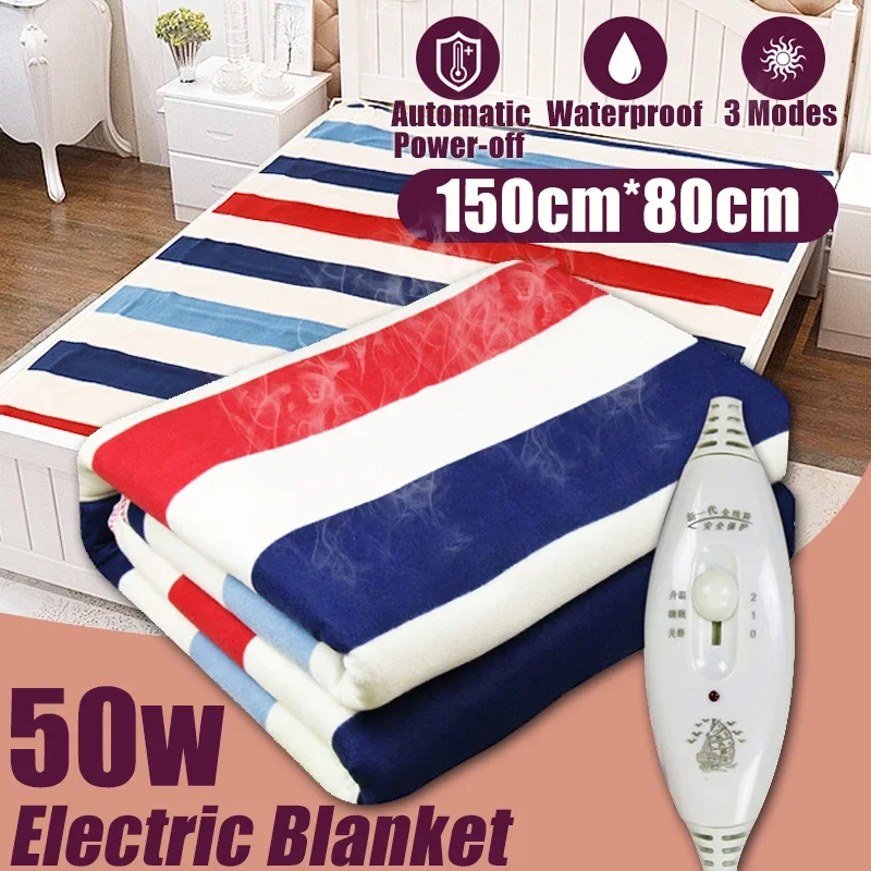 

Фланелевое электрическое одеяло с подогревом, 220 В, 150x80 см, водонепроницаемое, с 3 режимами работы, регулируемое зимнее электрическое одеяло с защитой от перегрева