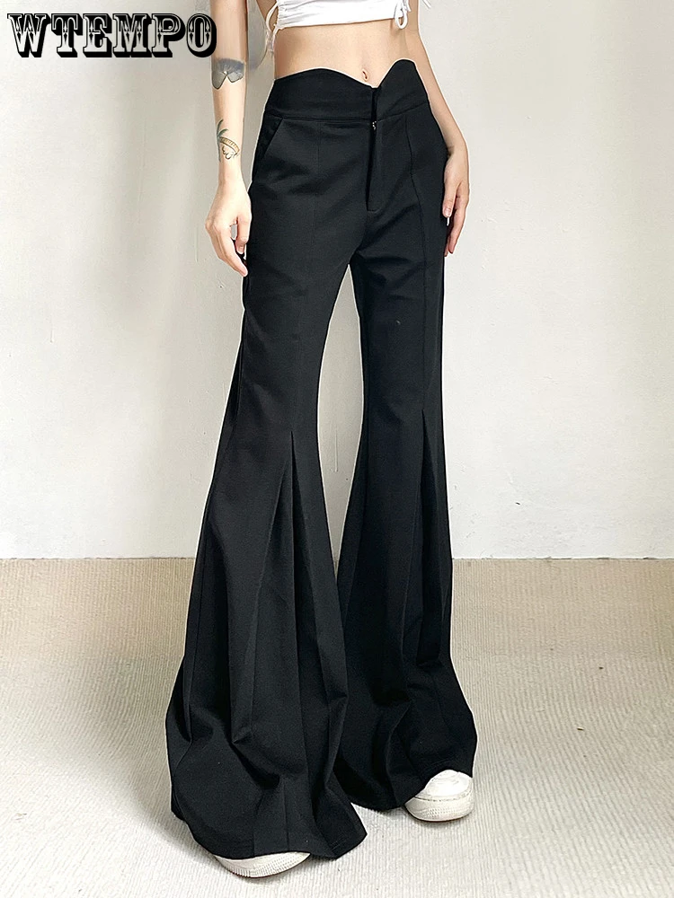 Flare Pants Low Rise Female Casual High Street Basic Women Boot Cut Pants Folds All Match Ladies Y2K Streetwear Baggy Trousers
Flare Pants Low Rise Female Casual High Street Basic Women Boot Cut Pants Folds All Match Ladies Y2K Streetwear Baggy Trousers