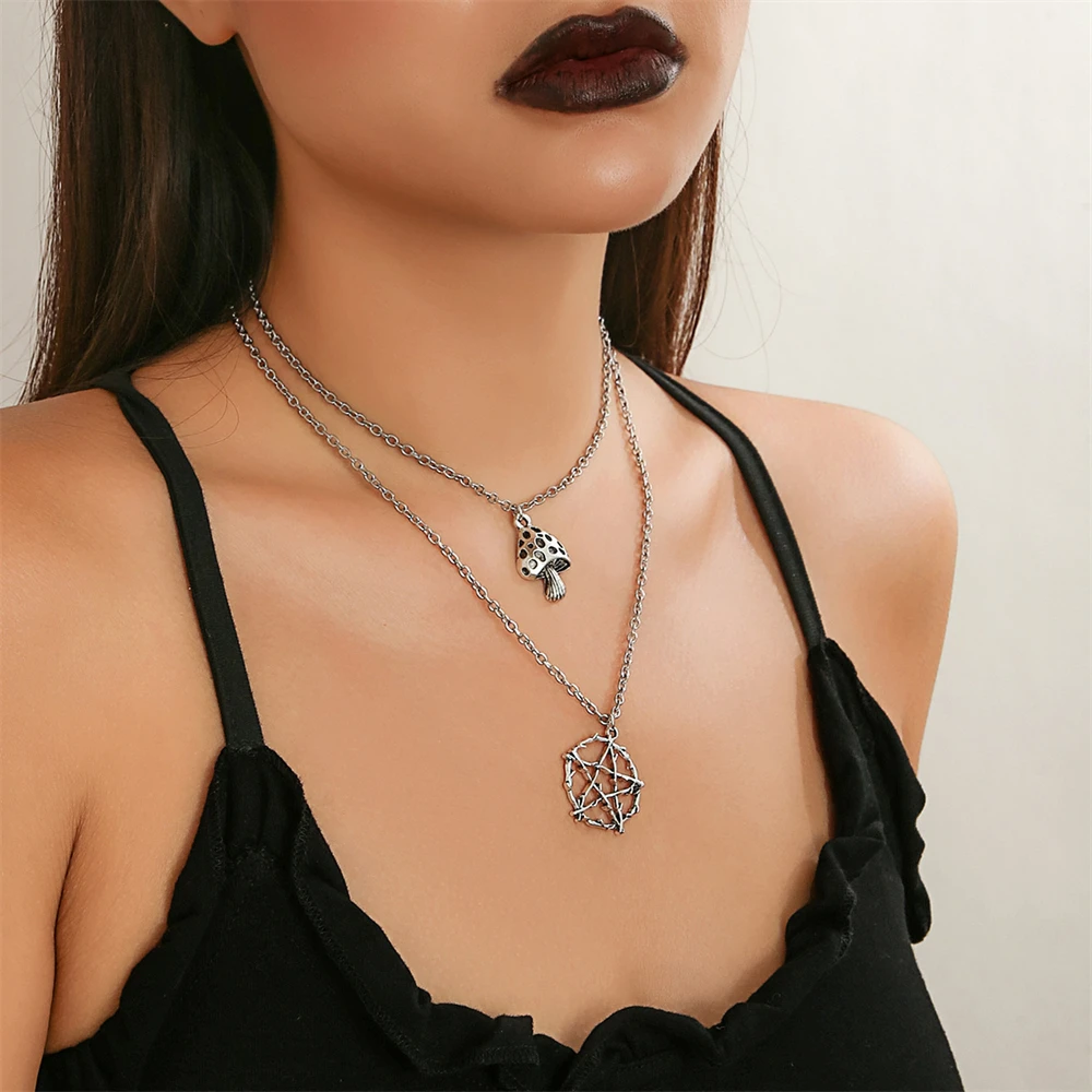 2pcs Fashion Mushroom Pentagram Pendant Necklace For Women Wen Punk Gothic Necklaces Amulet Occult Wiccan Halloween Jewelry Gift
2pcs Fashion Mushroom Pentagram Pendant Necklace For Women Wen Punk Gothic Necklaces Amulet Occult Wiccan Halloween Jewelry Gift