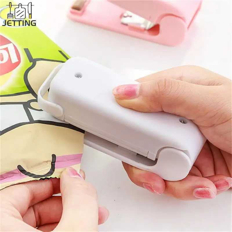

ZLinKJ Pink Mini Sealing Machine Sealer Food Saver Plastic Hot Magic Sealer Bag Capper Hand Pressure Without Battery