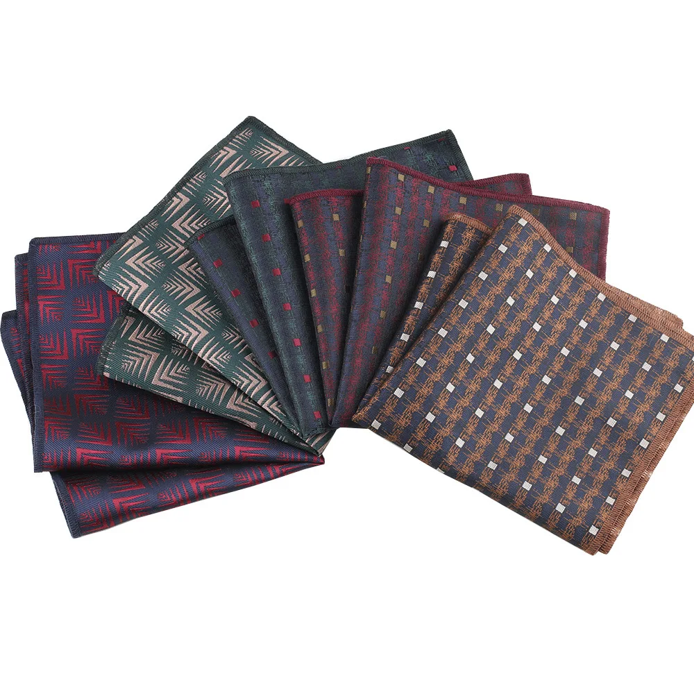

2024 Trendy Men's Polyester Striped Handkerchief Paisley Floral Brown Pocket Square Romantic Scarf Hanky Suit Shirt Accessories
