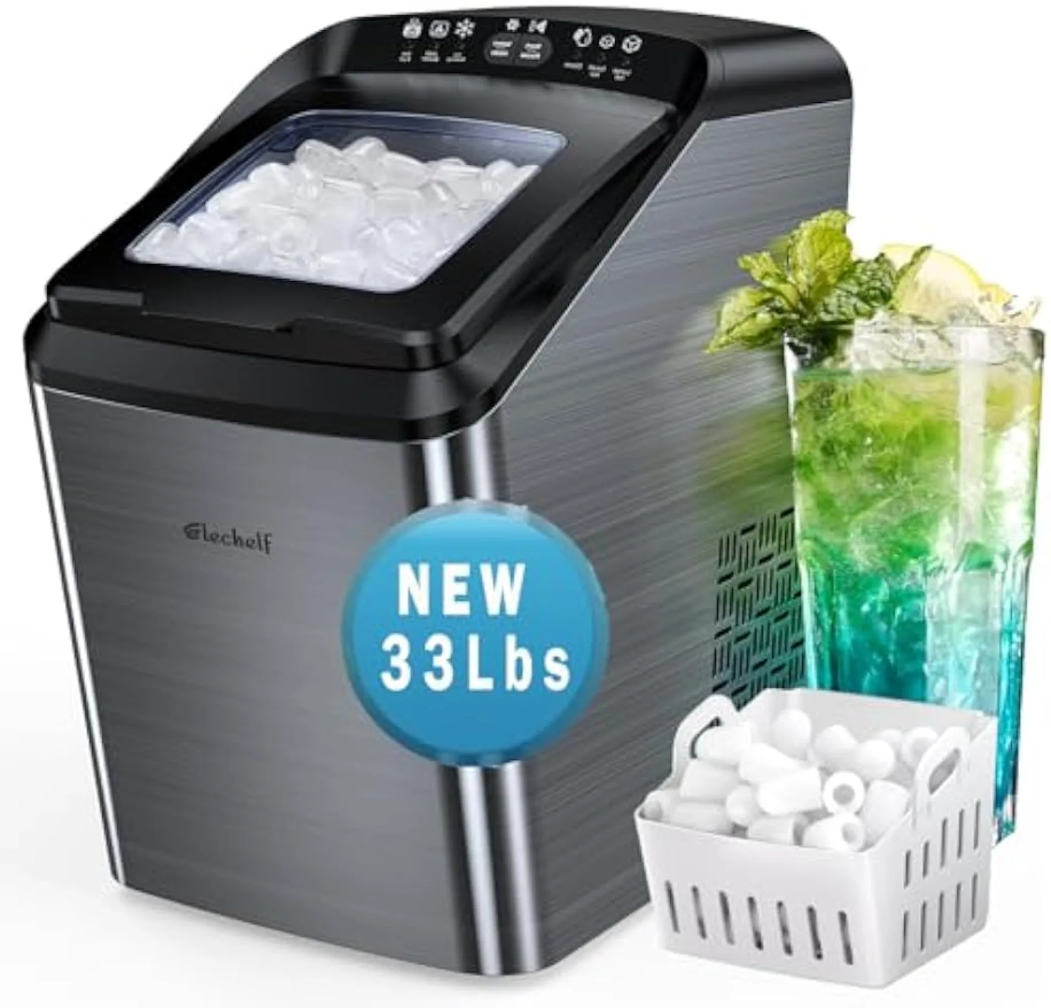 Countertop Ice Maker Self-cleaning 33 Lbs24 Hours Makes 9 Small Ice Cubes in 7 Minutes
Countertop Ice Maker Self-cleaning 33 Lbs24 Hours Makes 9 Small Ice Cubes in 7 Minutes