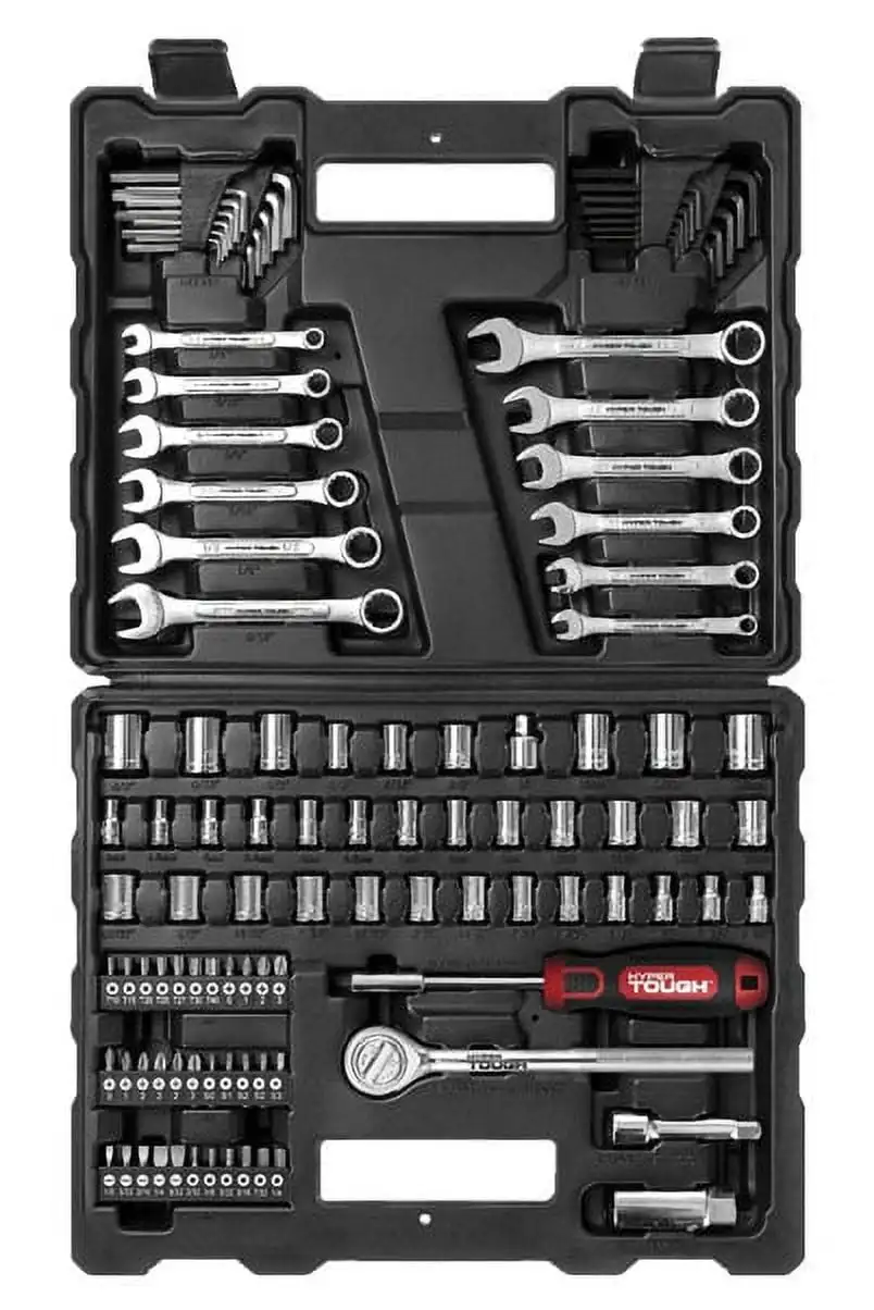 Hyper Tough 113 Piece 1/4 and 3/8 inch Drive SAE Mechanics Tool Set, New Condition
Hyper Tough 113 Piece 1/4 and 3/8 inch Drive SAE Mechanics Tool Set, New Condition