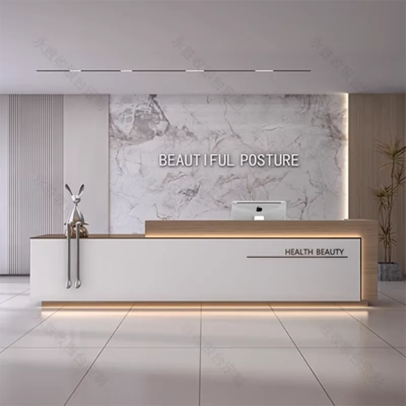 

Podium Lighting Reception Desk Front Cash Luxury Simple Checkout Spa Service Desk Advisory Comptoir De Caisse Modern Furniture