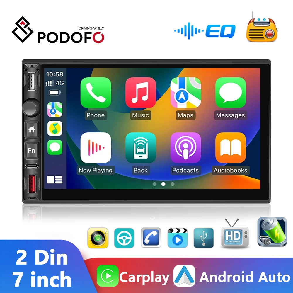 Podofo 2 Din Car Stereo Radio 7'' Carplay Android Auto HD 1080P Car MP5 Player Bluetooth WIFI GPS Navigation FM Radio Receiver
Podofo 2 Din Car Stereo Radio 7'' Carplay Android Auto HD 1080P Car MP5 Player Bluetooth WIFI GPS Navigation FM Radio Receiver