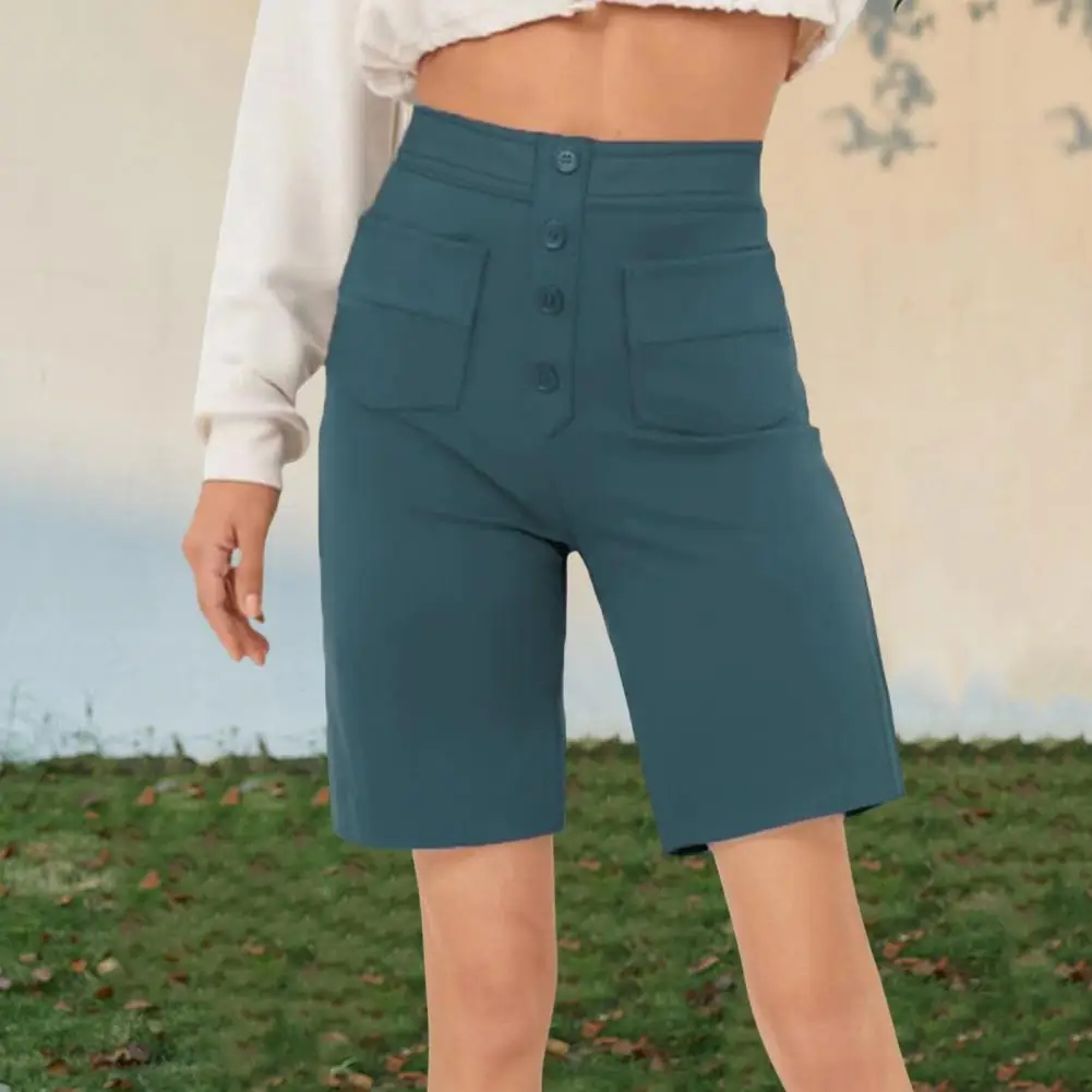 

Women Streamlined Look Shorts Stylish Women's High Waist Buttoned Shorts with Multiple Pockets Versatile for Work for Everyday