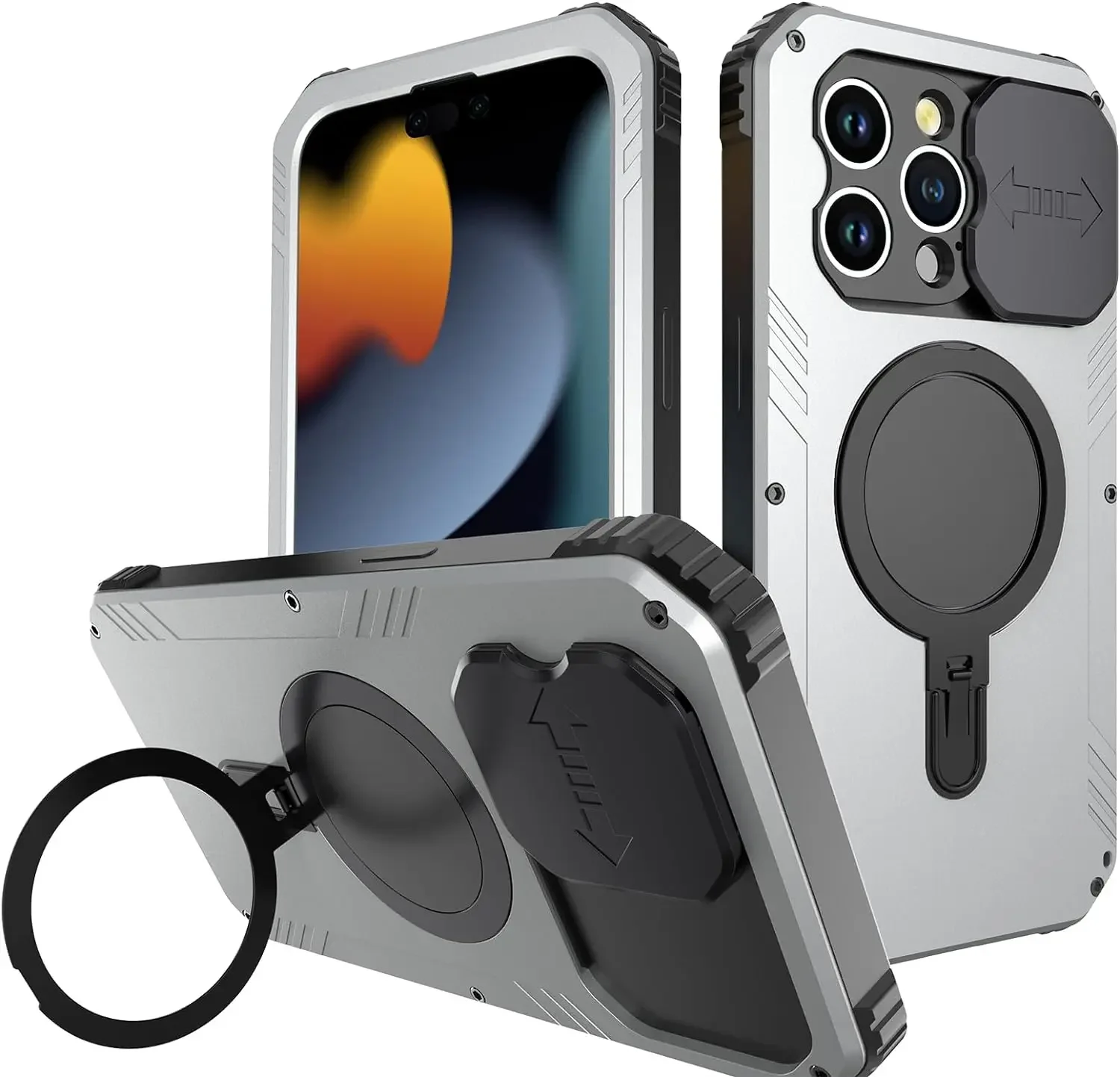 

Для iPhone 15 Pro Max сверхпрочный металлический противоударный чехол с магнитной крышкой для объектива камеры защита для экрана из закаленного стекла