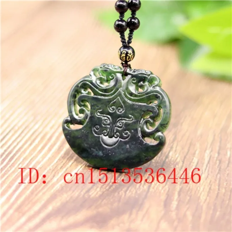 

Резной китайский черный зеленый Нефритовый дракон Ax кулон обсидиан ожерелье очарование ювелирные изделия Мода Счастливый амулет Подарки для женщин