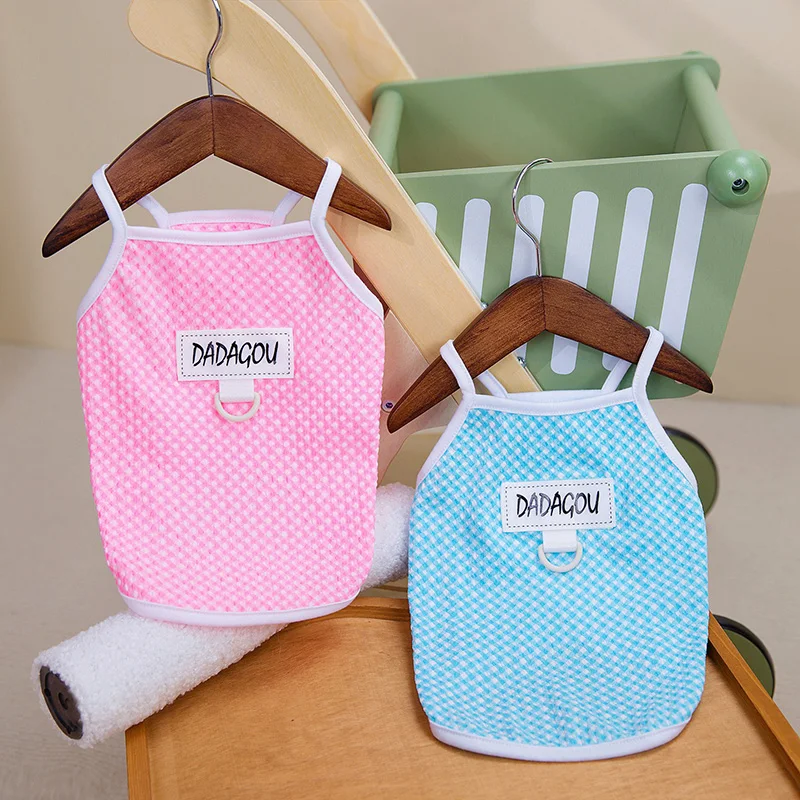 

Solid Colour Dog Vest Summer Cool Breathable Puppy Clothes Fashion Letter Pet Clothing Teddy Yorkshire Two Legs Clothes