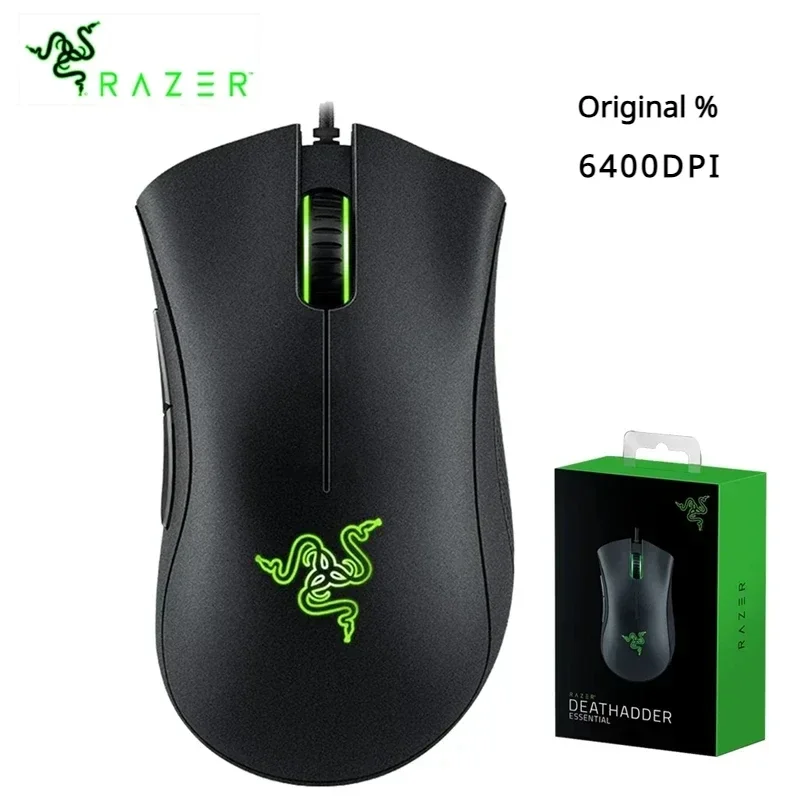 

2023 Razer DeathAdder Essential Black Wired Gaming Mouse Mice 6400DPI Optical Sensor 5 Independently Buttons for Laptop PC Gamer