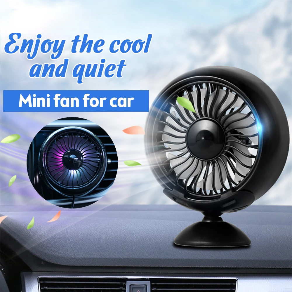 

Car Fans Multi-function Mini USB Car Fan Cooler 360 Degree Rotating Cooling Fan Electric Car Circulator 12-24V 3 Speed Cooler