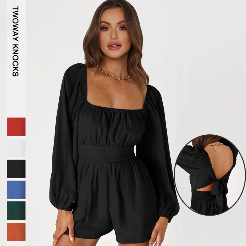 Overalls For Women Jumpsuits Set Fashion Summer Open Back Rope Tied Lantern Long Sleeved Bodysuit One Piece Jumpsuit Shorts
Overalls For Women Jumpsuits Set Fashion Summer Open Back Rope Tied Lantern Long Sleeved Bodysuit One Piece Jumpsuit Shorts