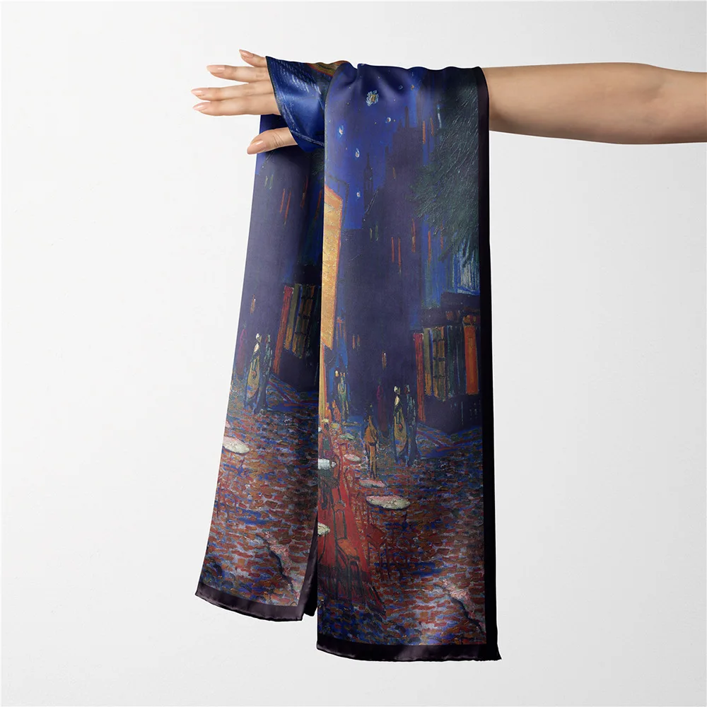 

Long Shawls Women Lady Big Scarfs Designer Luxury Neck Hair Head Bag Belt Scarves Foulard 180cm 70cm van gogh oil painting