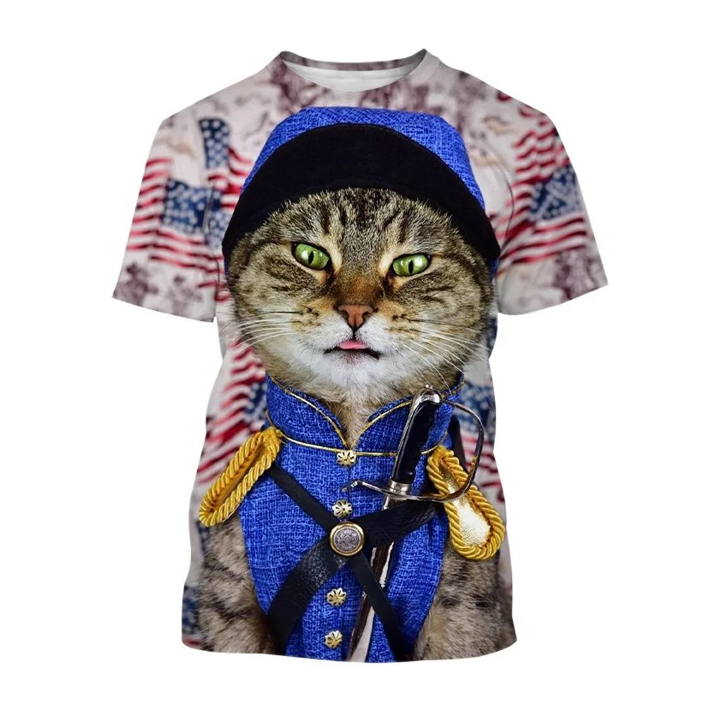 

Футболка мужская с 3D-принтом кошки и животного, модная рубашка с графическим принтом для отдыха, трендовая Ослепительная крутая официальная одежда с круглым вырезом