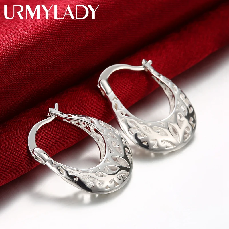 

Pretty 925 Sterling Silver Hollow Carved drop Earrings for Women high quality party wedding Jewelry Trendsetter Christmas Gifts