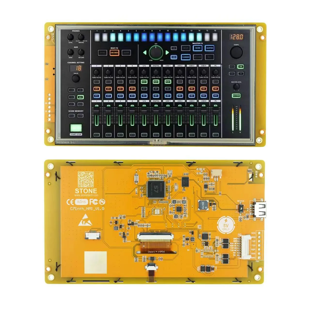 

SCBRHMI - Full-color 7" HMI Inteligent Resistive Touch Screen Board UART TFT LCD Module Compatible with Arduino