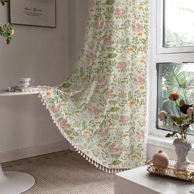 Rural Style Squirrel Painting Cotton Tassels Finished Product Flower Curtains For Living Dining Room Bedroom
Rural Style Squirrel Painting Cotton Tassels Finished Product Flower Curtains For Living Dining Room Bedroom
