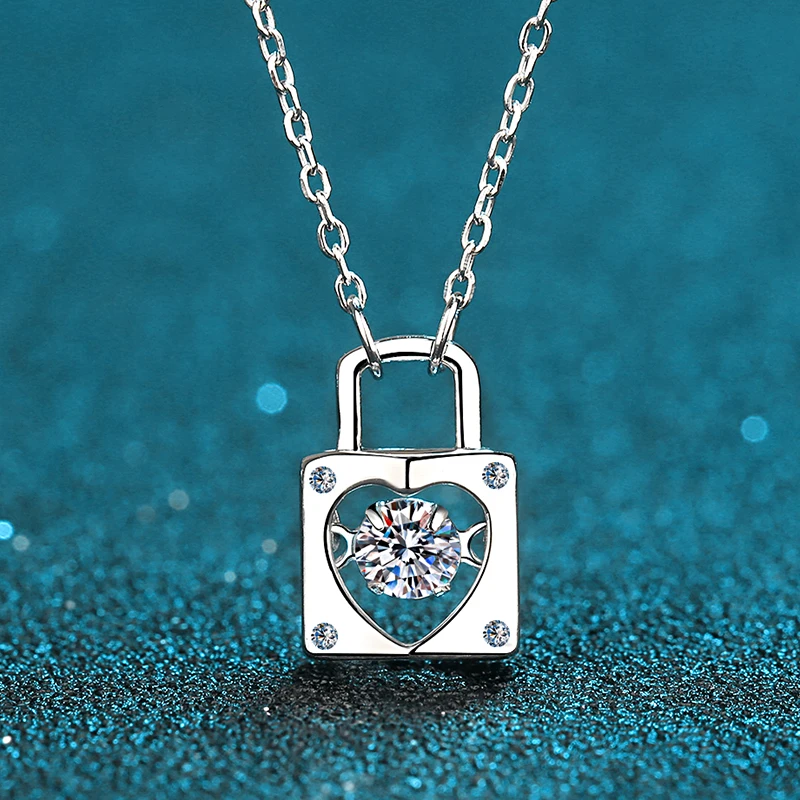 New Mossamite Diamond Lucky Lock Necklace 100% 925 Sterling Silver Jewelry Sparkling Jewelry necklace Romantic Boutique Valentin
New Mossamite Diamond Lucky Lock Necklace 100% 925 Sterling Silver Jewelry Sparkling Jewelry necklace Romantic Boutique Valentin