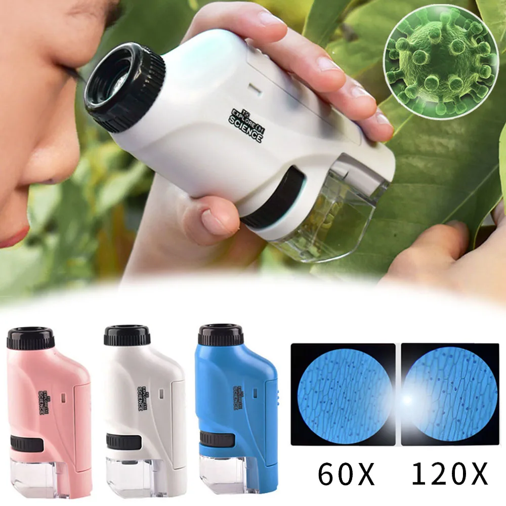 Kids Handheld Portable 60-120x Microscope Scientific Experiment Equipment Toys LED Battery Microscope Outdoor Educational Props
Kids Handheld Portable 60-120x Microscope Scientific Experiment Equipment Toys LED Battery Microscope Outdoor Educational Props