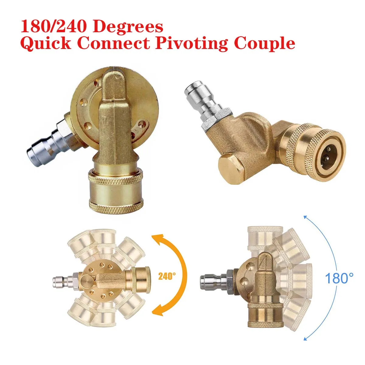 

1Pcs High-Pressure Water Gun 5-Speed 7-Speed Rotary Coupler Angle Copper Joint Conversion Head 1/4 inch Quick Connection Adaptor