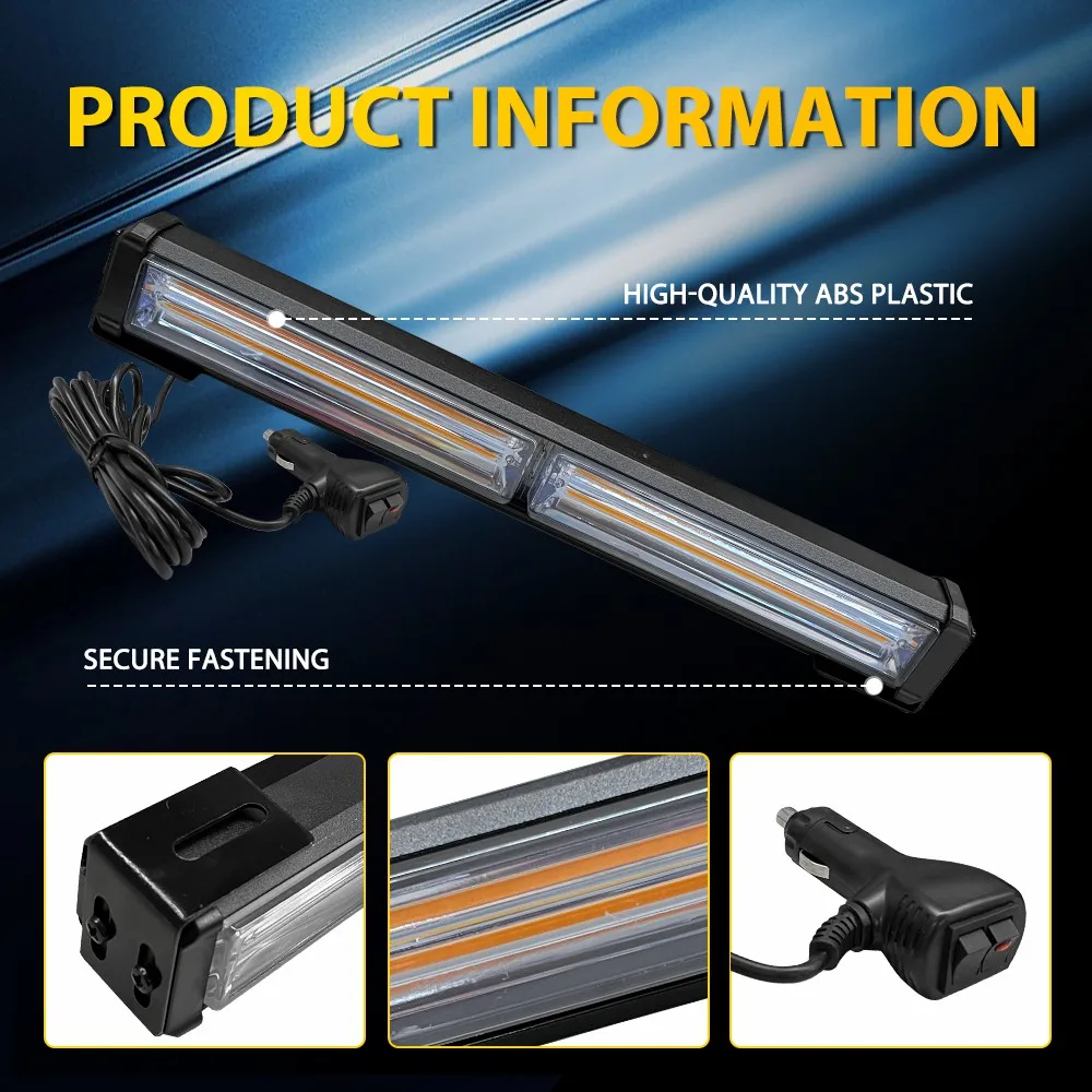 1Pcs 305mm Car LED Strobe Flashes Lamp Beacon Light Orange Amber 10 Strobe Modes For Tow Truck Tractor Road Vehicles 12-24V 1Pcs 305mm Car LED Strobe Flashes Lamp Beacon Light Orange Amber 10 Strobe Modes For Tow Truck Tractor Road Vehicles 12-24V