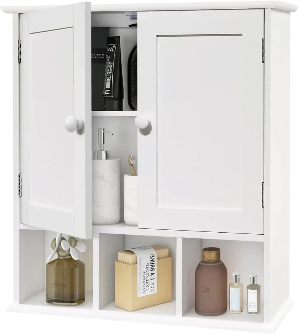 

Bathroom Wall Cabinet with 2 Door Adjustable Shelves,Over The Toilet Storage White Wall Mounted Medicine Cabinets for Bathroom