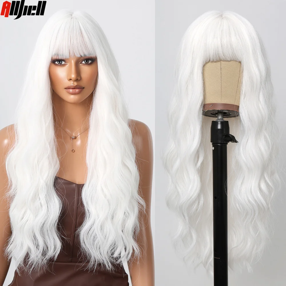 White Blonde Long Wavy Platinum Synthetic Wig with Bangs for Women Deep Wave Curly Natural Hair Women's Wig Cosplay Party Use
White Blonde Long Wavy Platinum Synthetic Wig with Bangs for Women Deep Wave Curly Natural Hair Women's Wig Cosplay Party Use