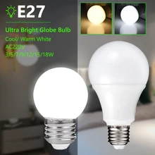 

5pcs E27 LED Light Bulb 220V SMD2835 3W 5W 7W 9W 12W 15W 18W Cold Warm Globe Lamp Energy Saving Home Outdoor Lampada Living Room